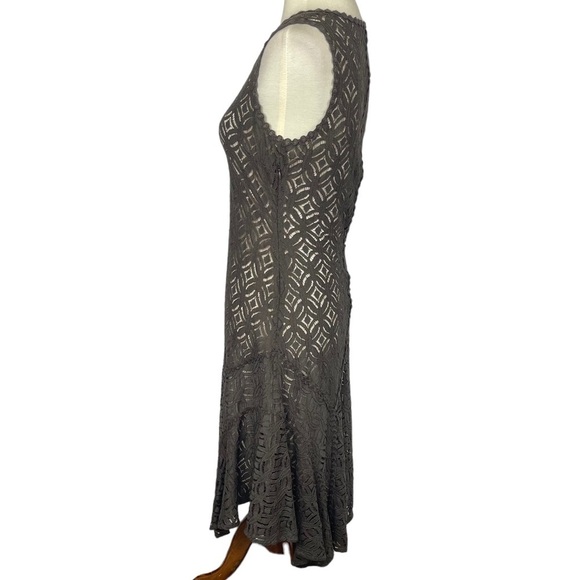 Nic + Zoe Dress Womens Small‎ Grey Taupe Crochet Lace Overlay Slip Asymmetrical - Picture 5 of 13